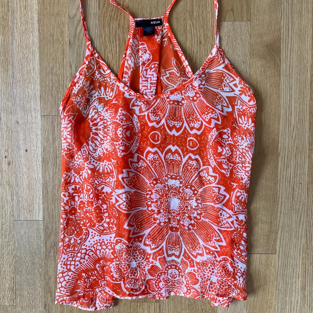 Aqua Flowy Orange Tank Top